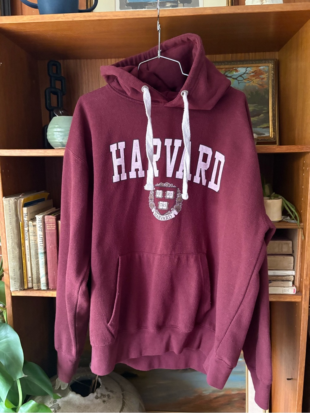 Collegiate Harvard Burgundy Cotton Blend Hoodie L